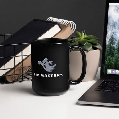 Pip Masters Ghost Text Logo Black Glossy Mug